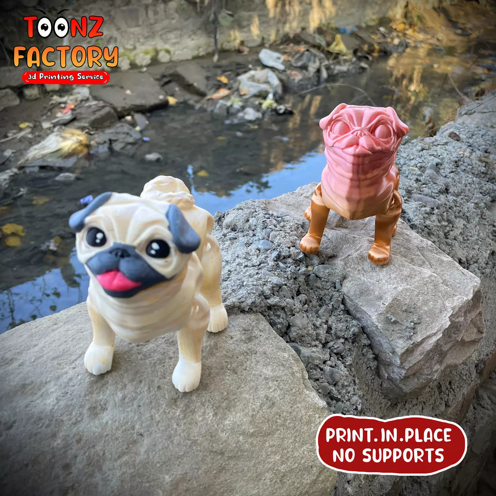 FLEXY PRINT-IN-PLACE PUG ARTICULATED 3D print model_0