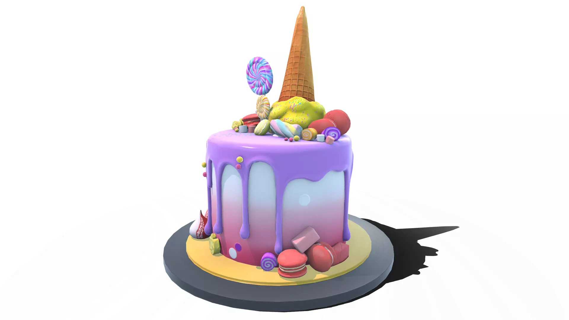 Cake Sweet Low-poly 3D model_0