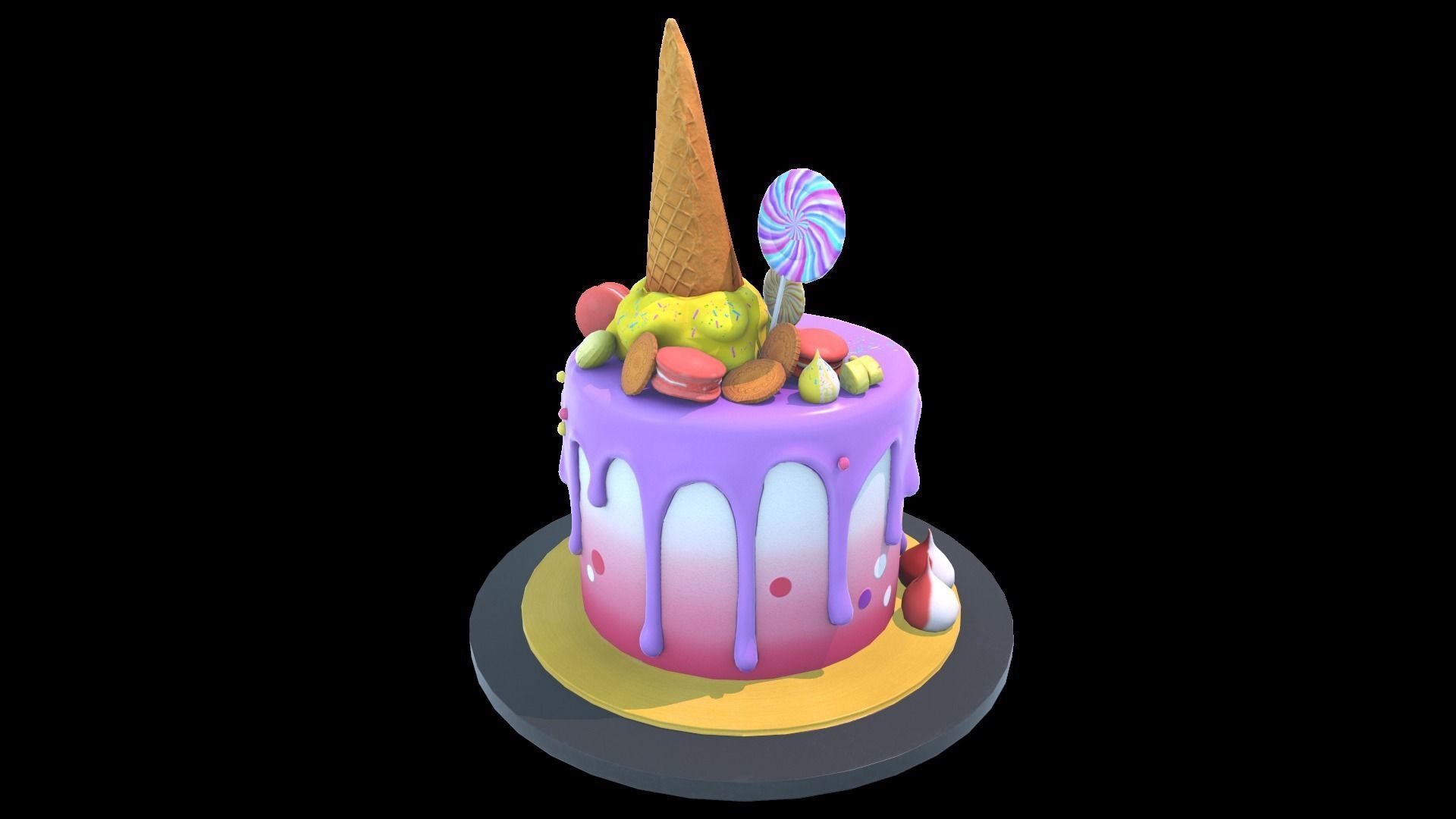Cake Sweet Low-poly 3D model_5