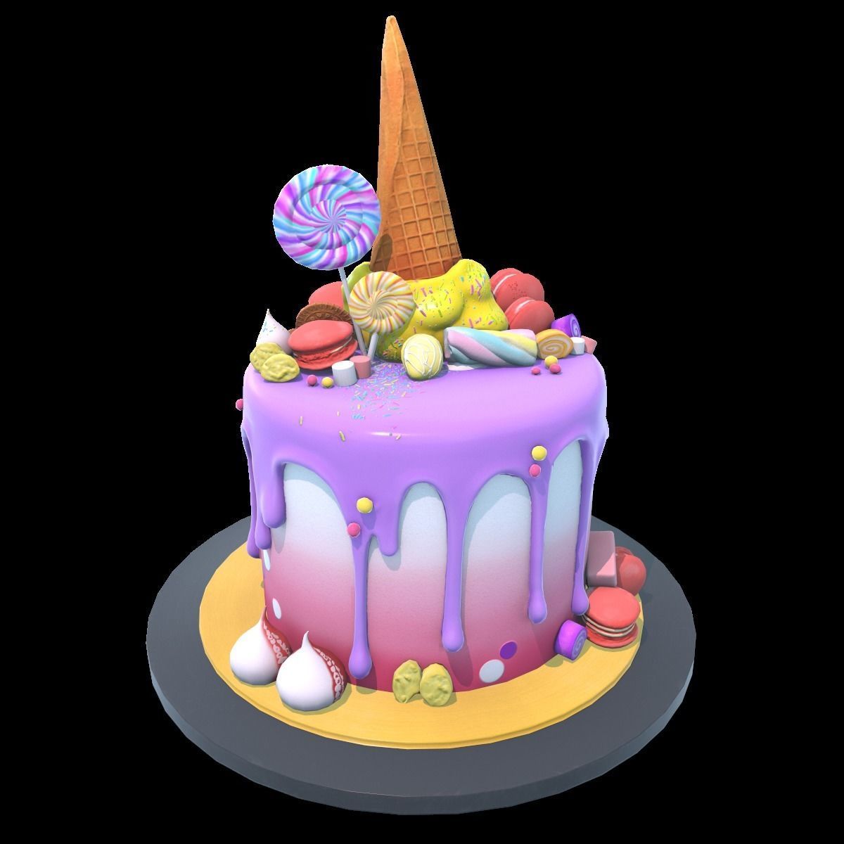 Cake Sweet Low-poly 3D model_9