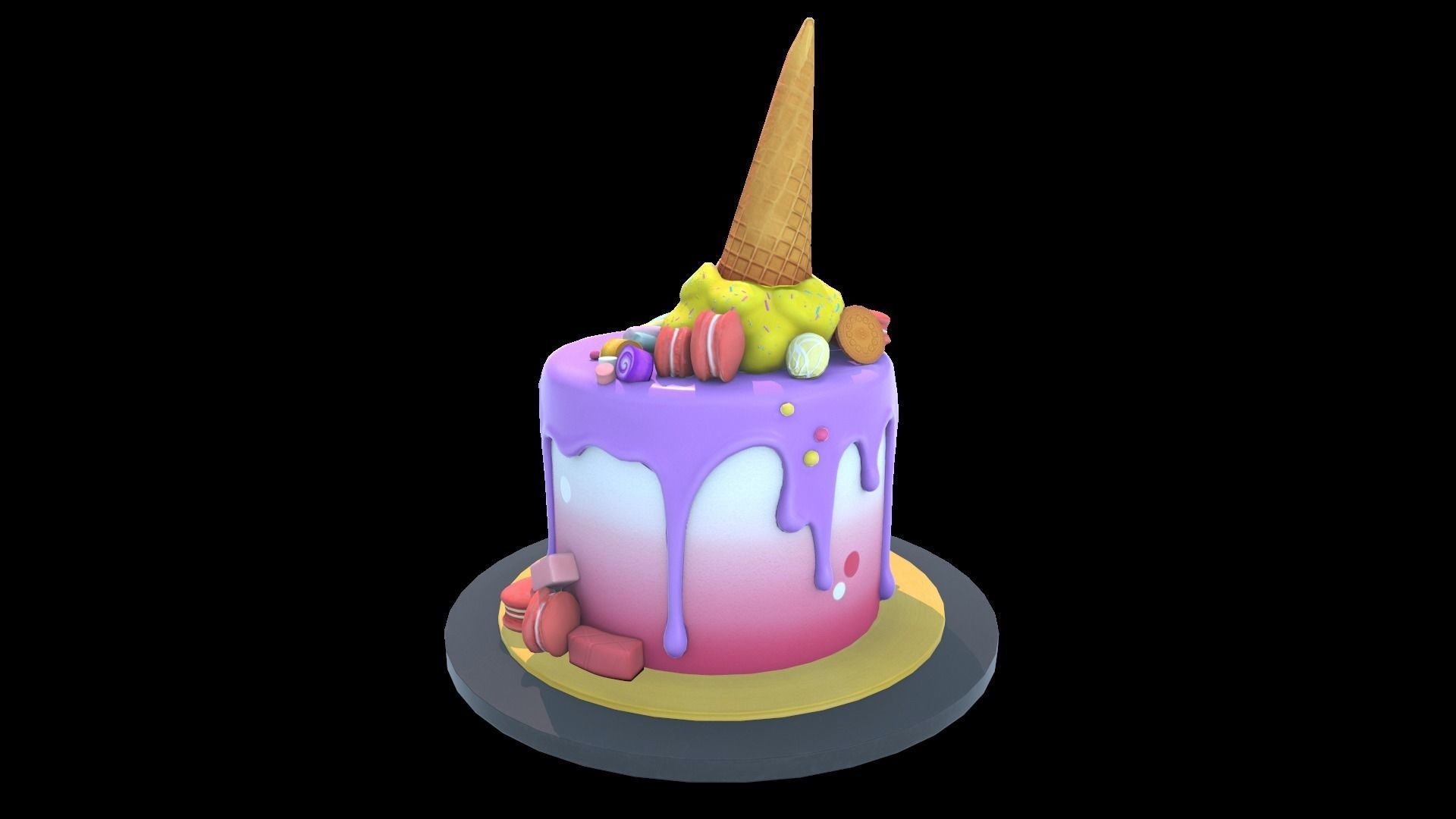 Cake Sweet Low-poly 3D model_3