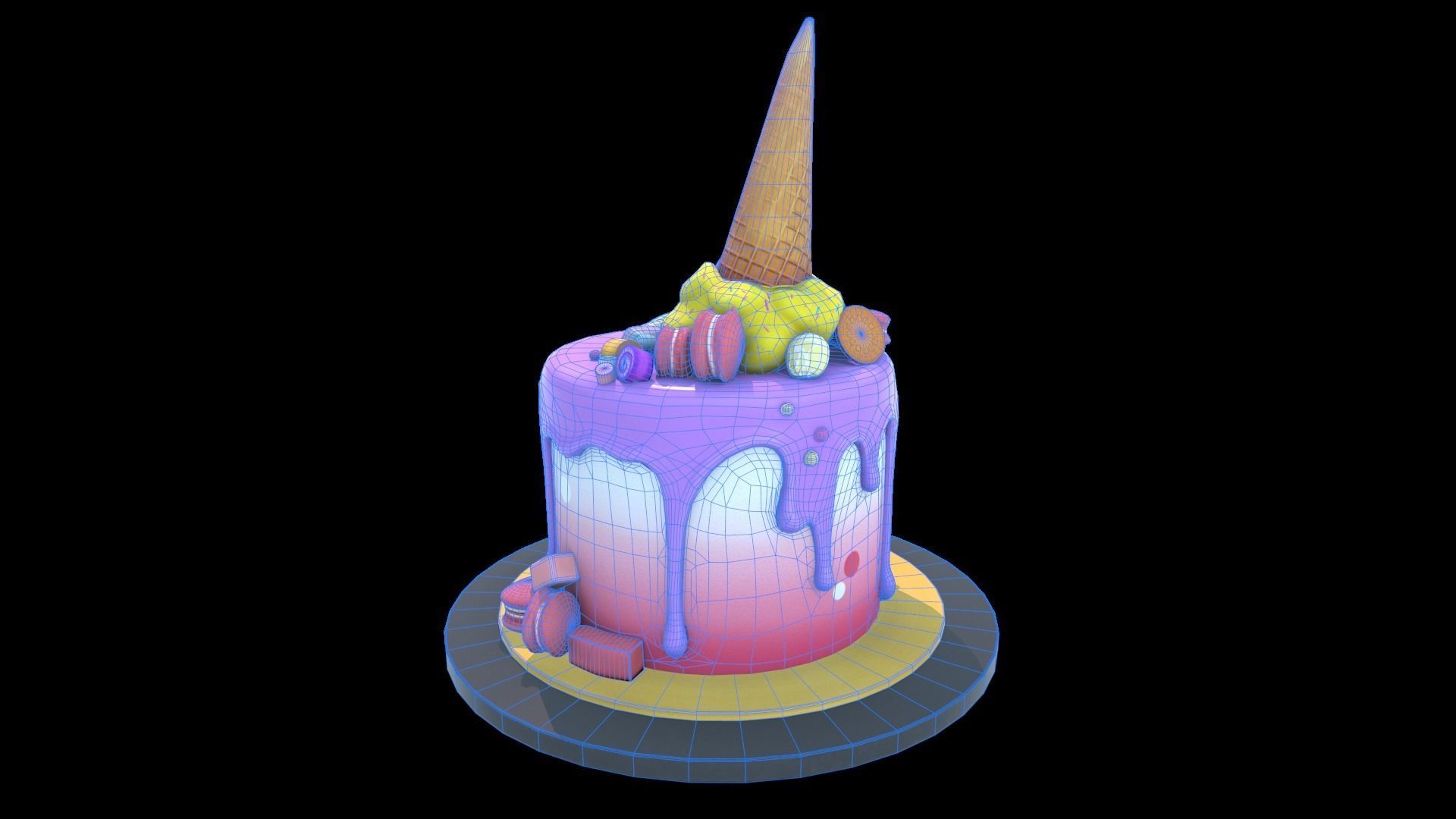 Cake Sweet Low-poly 3D model_4