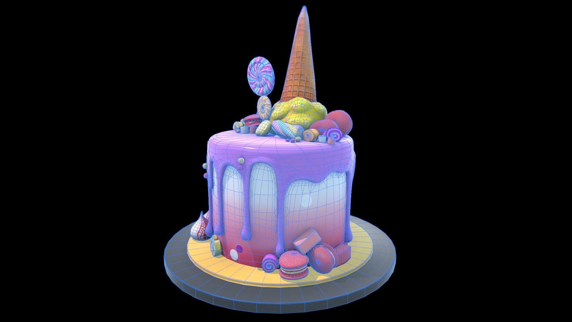 Cake Sweet Low-poly 3D model_2