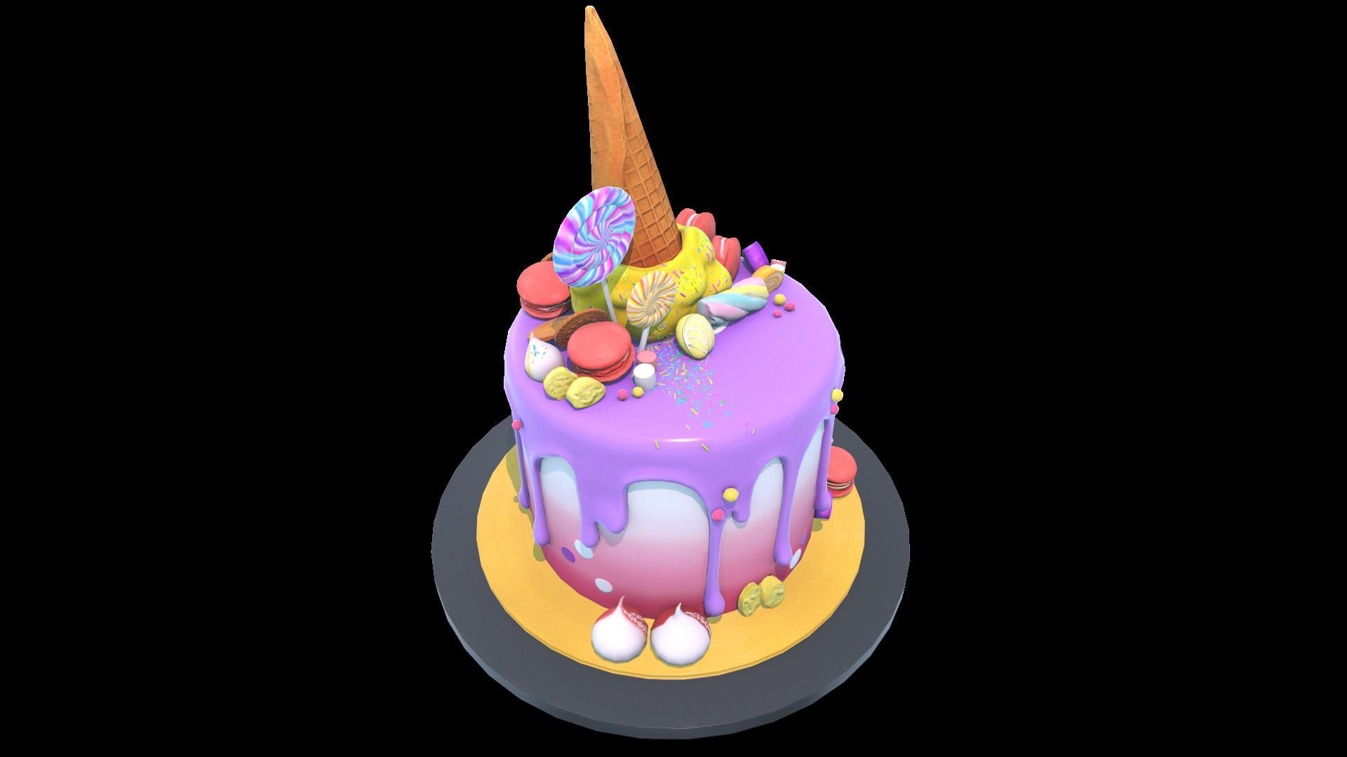 Cake Sweet Low-poly 3D model_7