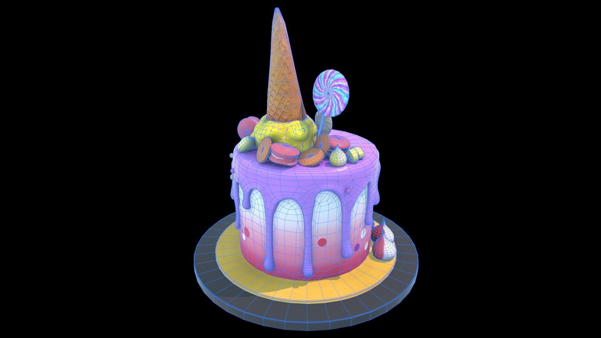 Cake Sweet Low-poly 3D model_6
