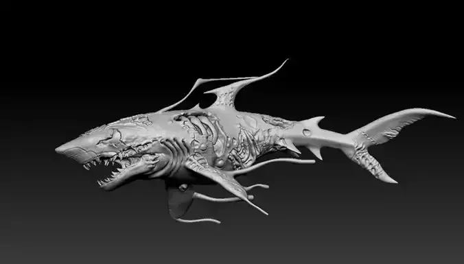Zombie Shark 3D modeling print files 3D print model