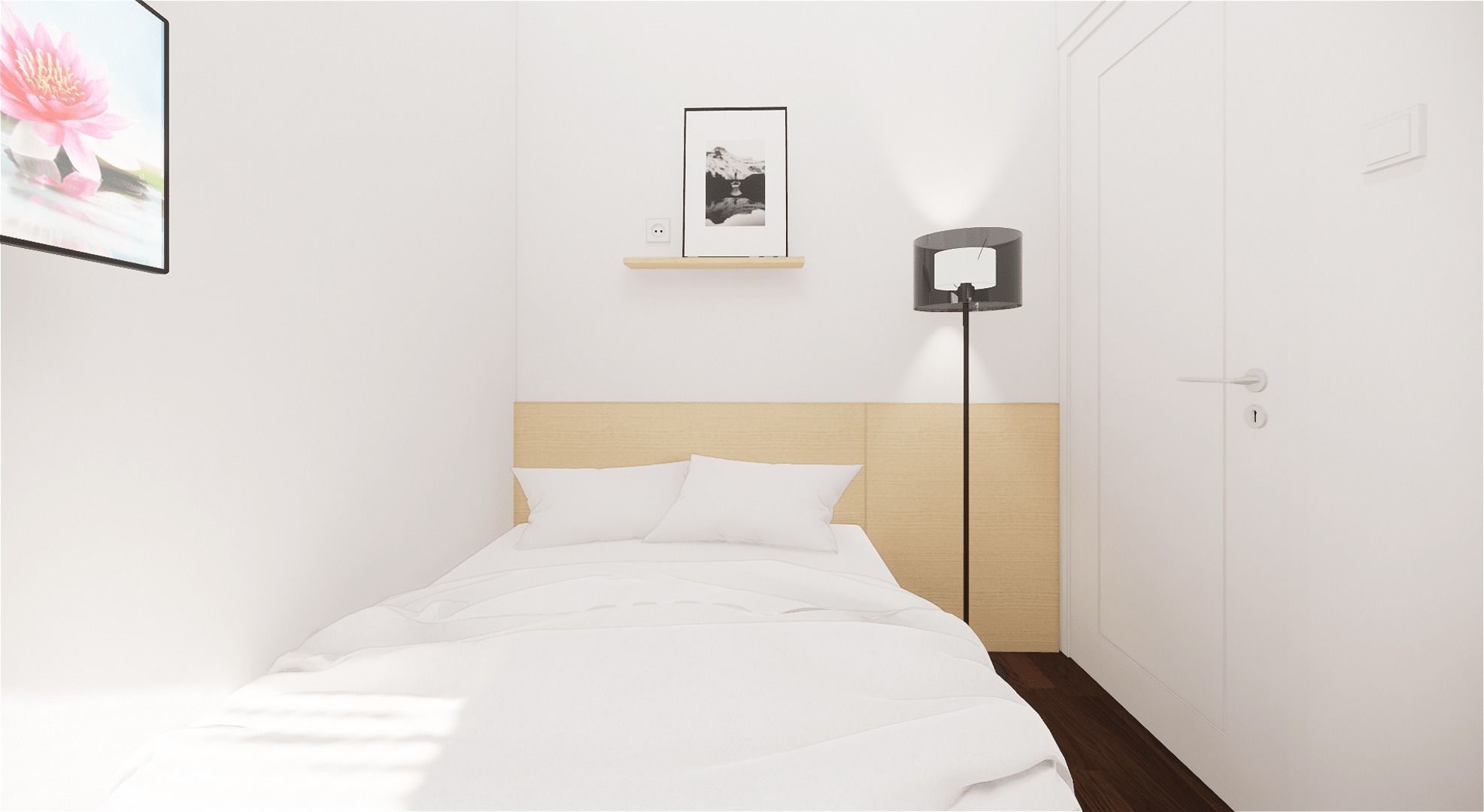 Small Simple Modern Minimalist Bedroom Low-poly 3D model_8