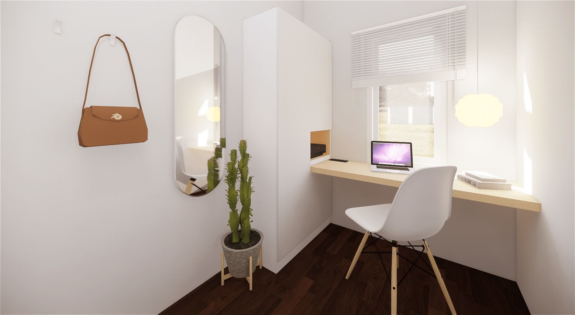 Small Simple Modern Minimalist Bedroom Low-poly 3D model_4