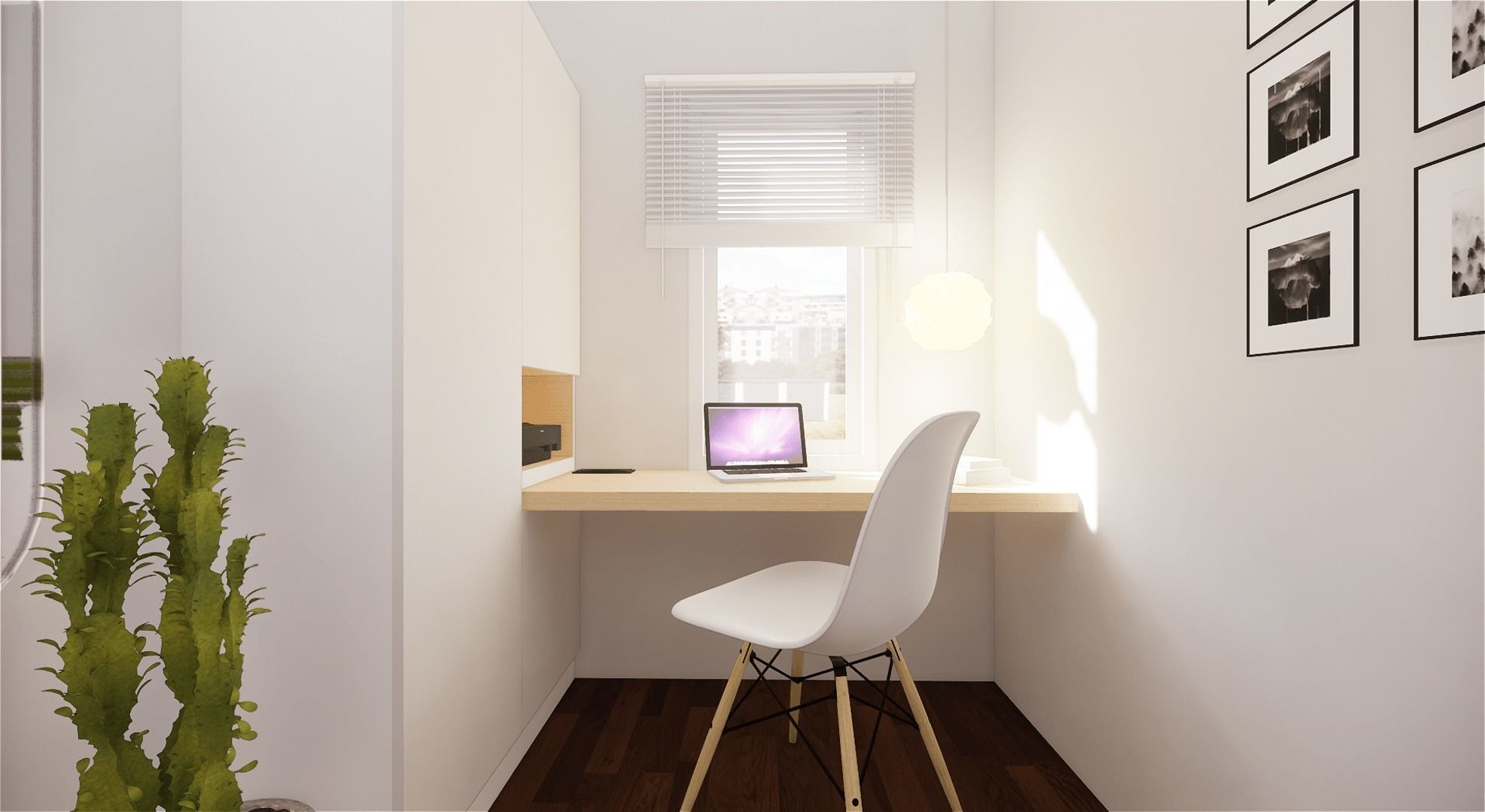 Small Simple Modern Minimalist Bedroom Low-poly 3D model_5