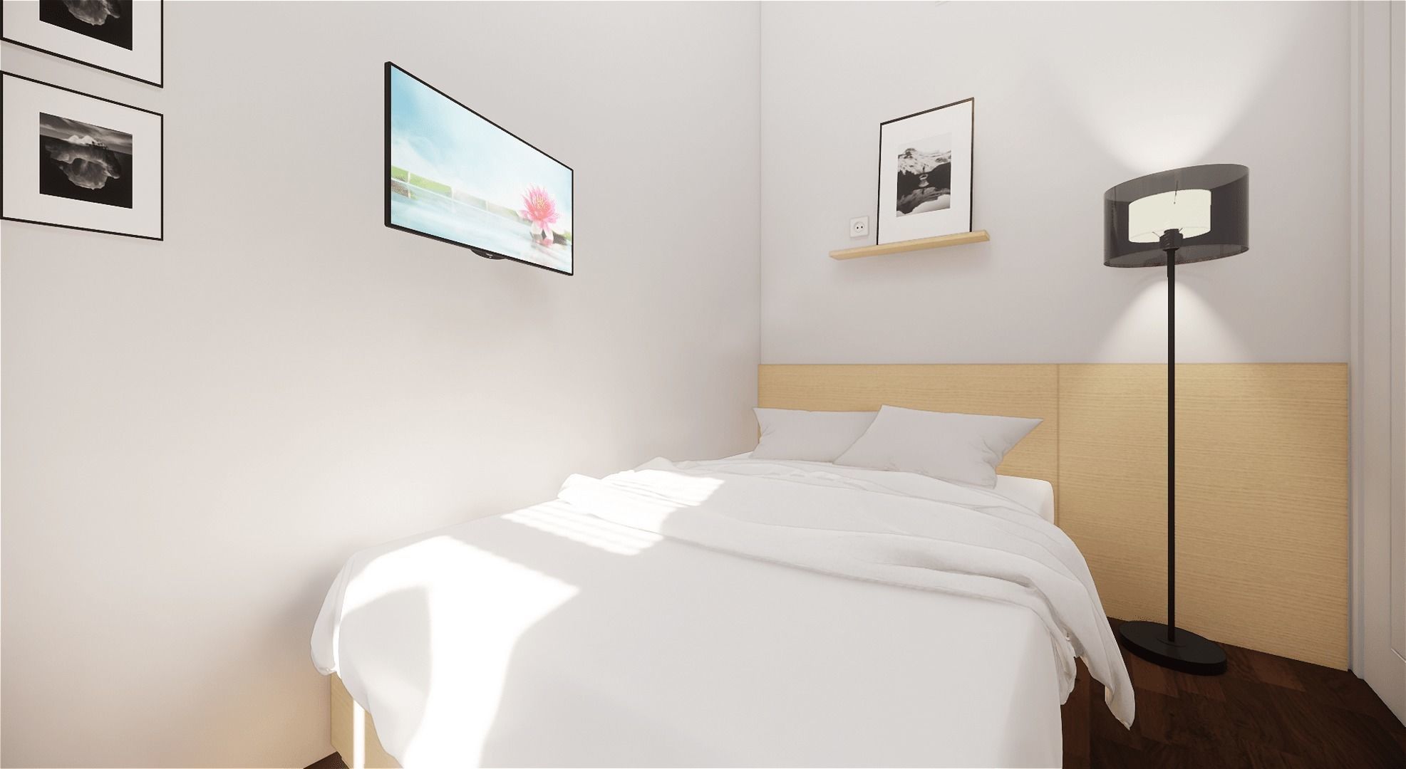 Small Simple Modern Minimalist Bedroom Low-poly 3D model_7