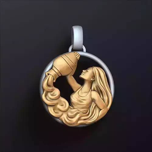 Zodiac Horoscope Aquarius Pendant 3D print model