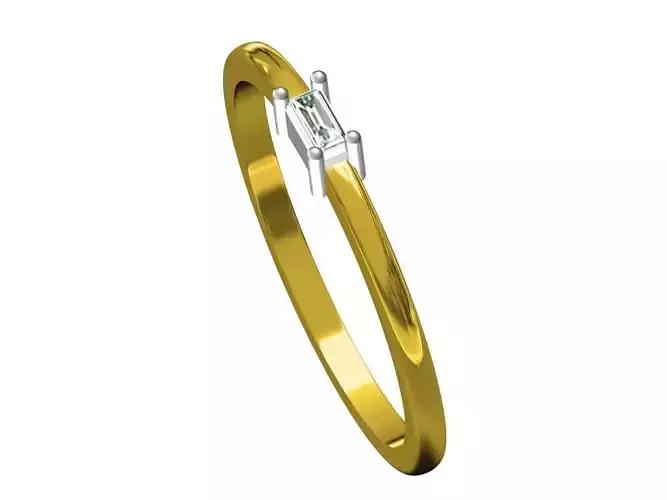 Baguette shaped diamond Ring 3D print model