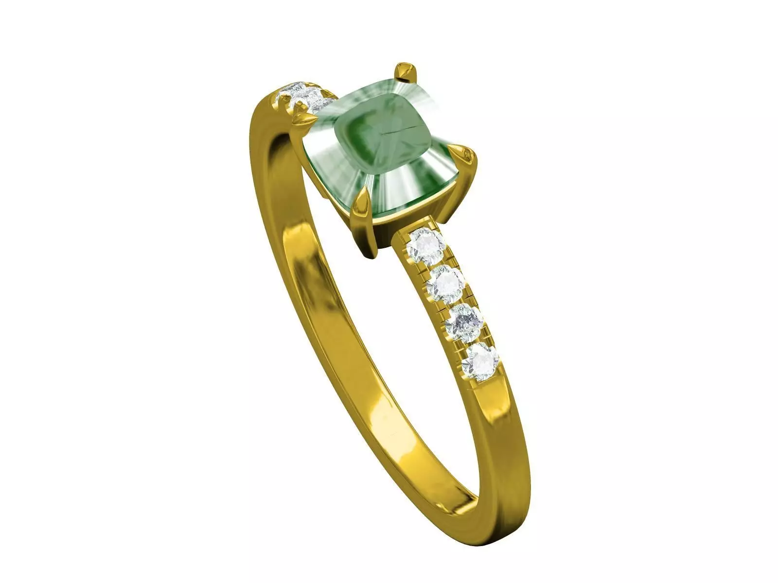 Carat Muzo emerald with small diamonds Ring 3D print model