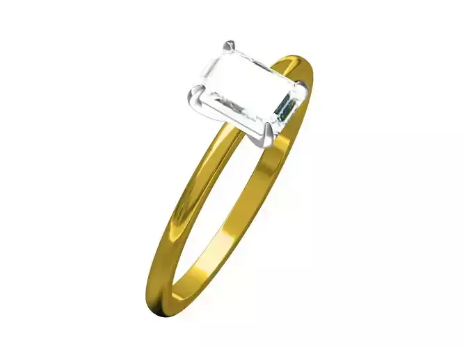 CELINE EMERALD CUT DIAMOND RING 3D print model