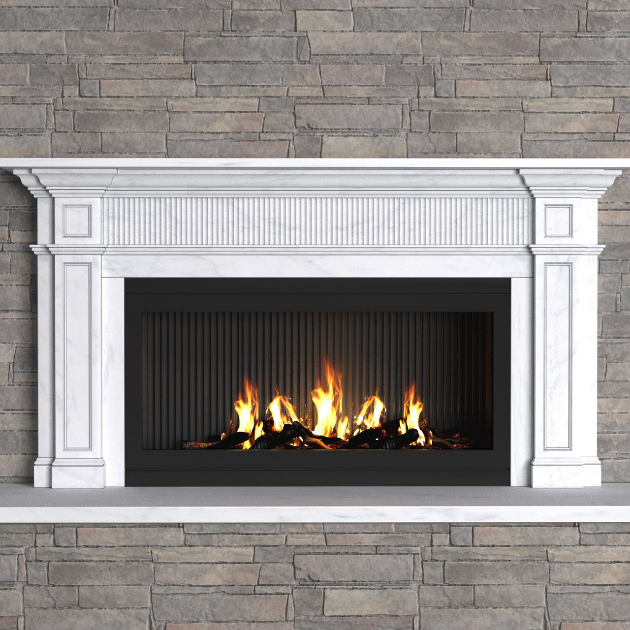 Modern fireplace in classic style ArtDeco 3D model_3