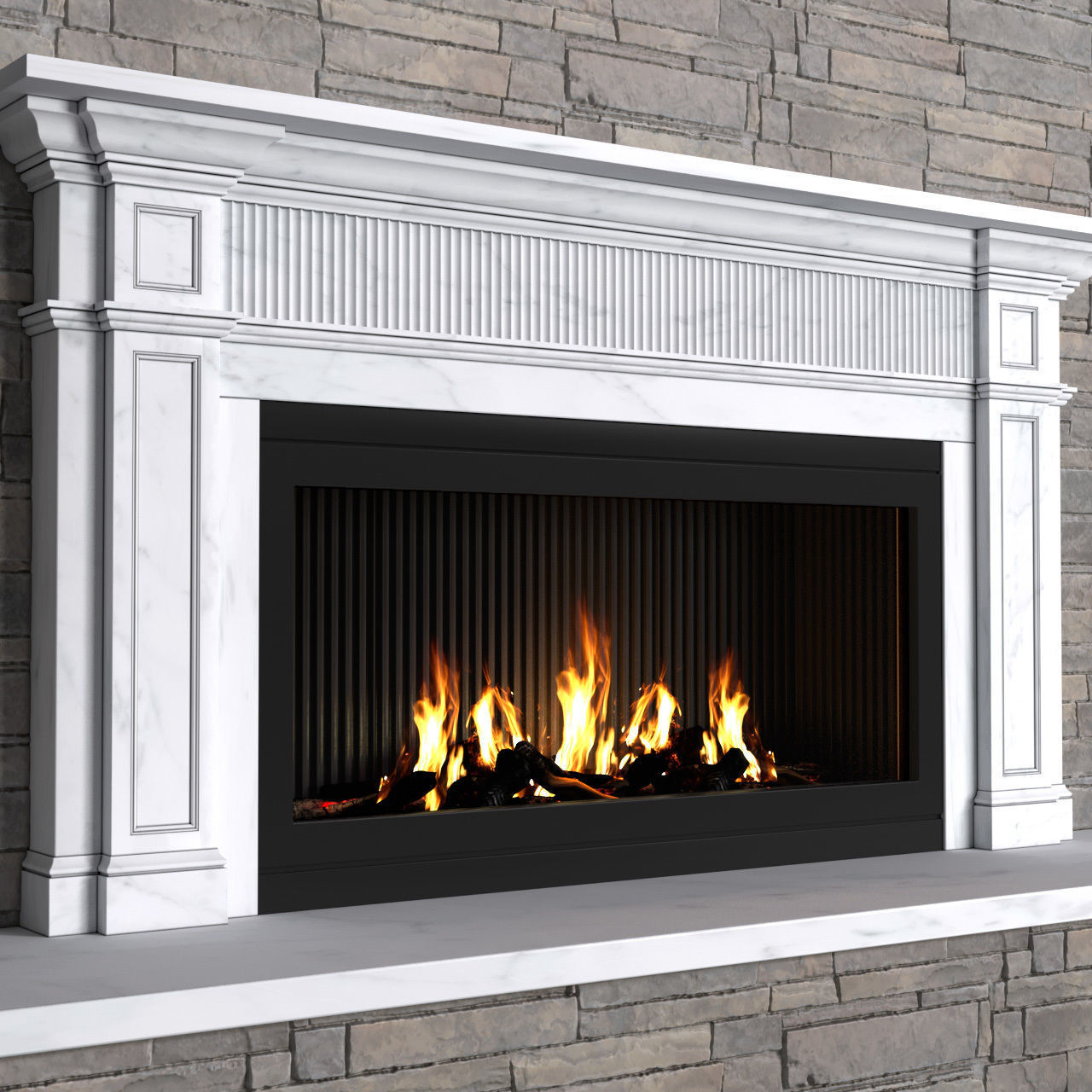 Modern fireplace in classic style ArtDeco 3D model_2