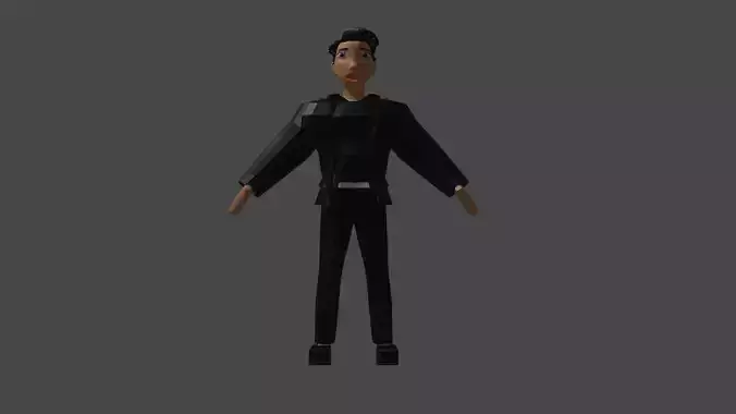 male new 3d model low poly with rig