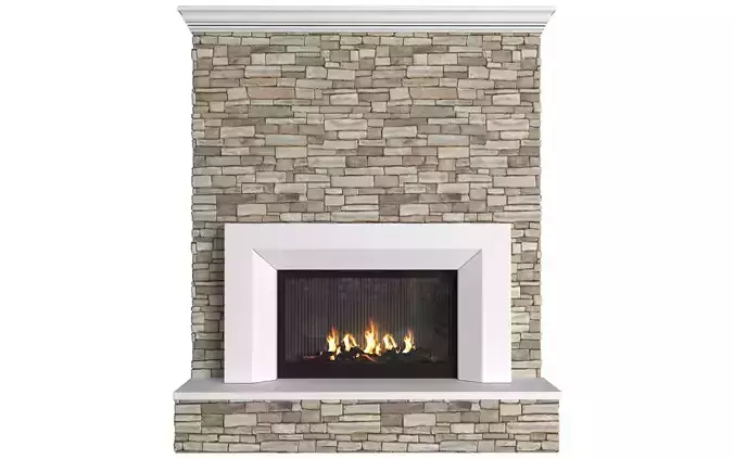 Fireplace stone modern ArtDeco 3D model