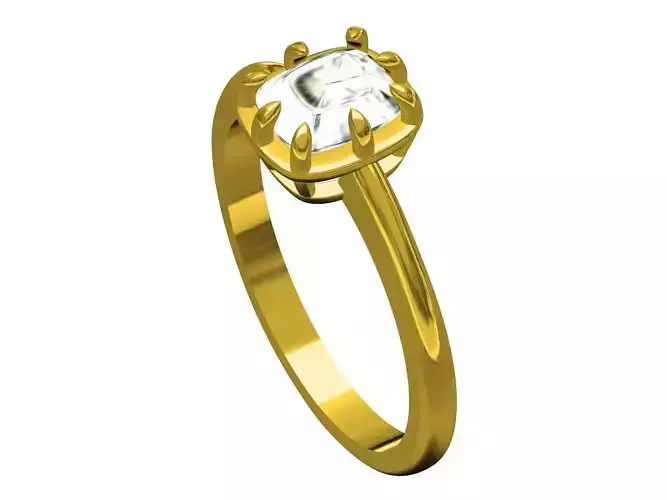 Cushion cut diamond Ring 3D print model