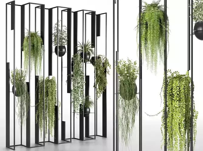 Iron Partition with plants  3D model