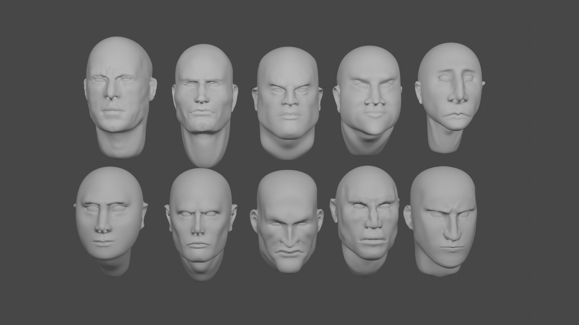 10 HEADS ANATOMY COLLECTION 3D BLENDER SCULPTING 3D model_1