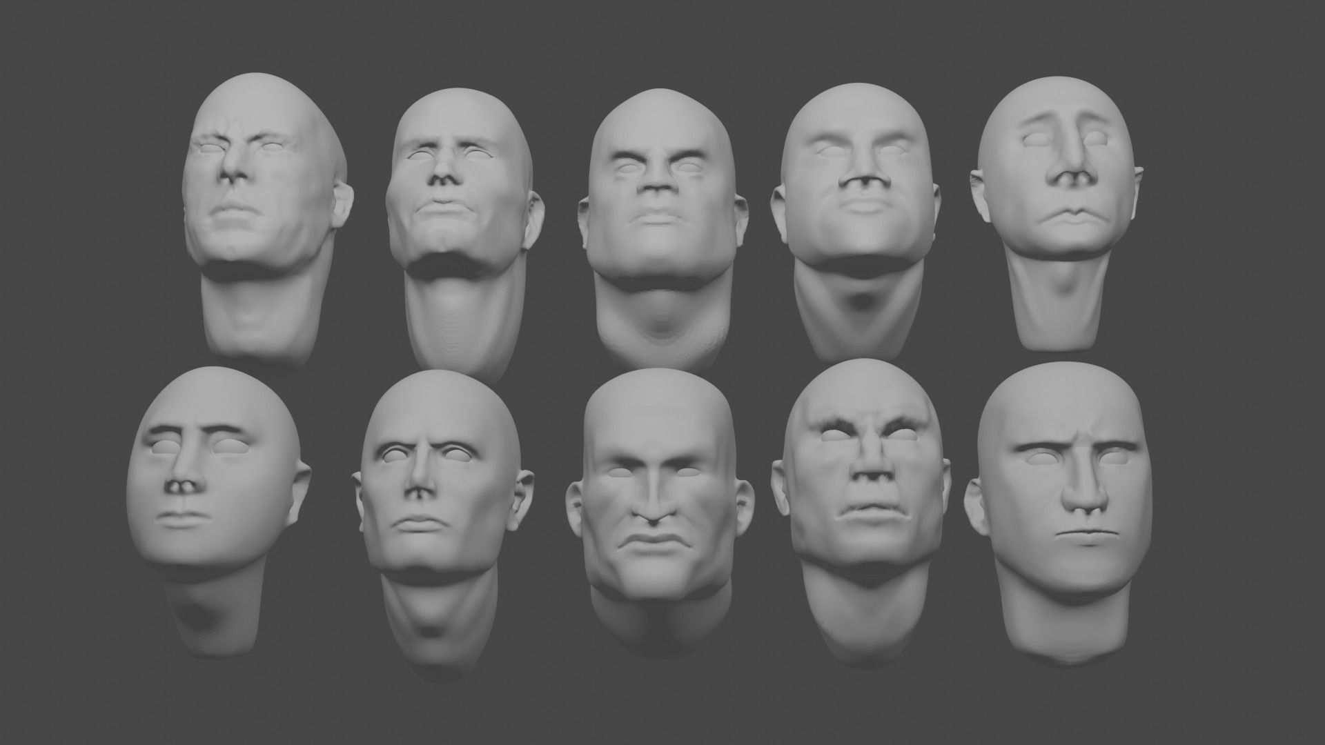 10 HEADS ANATOMY COLLECTION 3D BLENDER SCULPTING 3D model_3