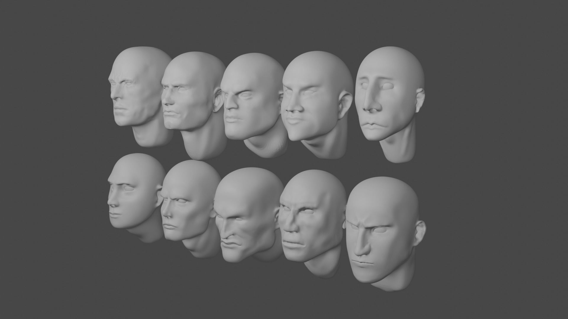10 HEADS ANATOMY COLLECTION 3D BLENDER SCULPTING 3D model_4