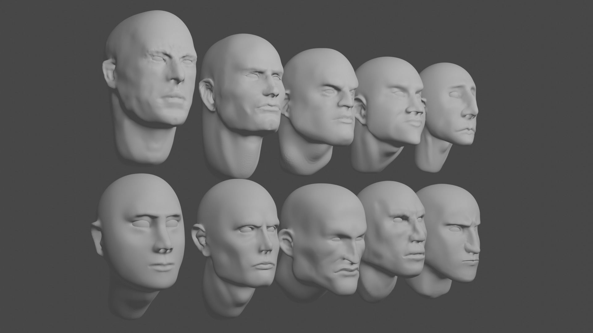 10 HEADS ANATOMY COLLECTION 3D BLENDER SCULPTING 3D model_5