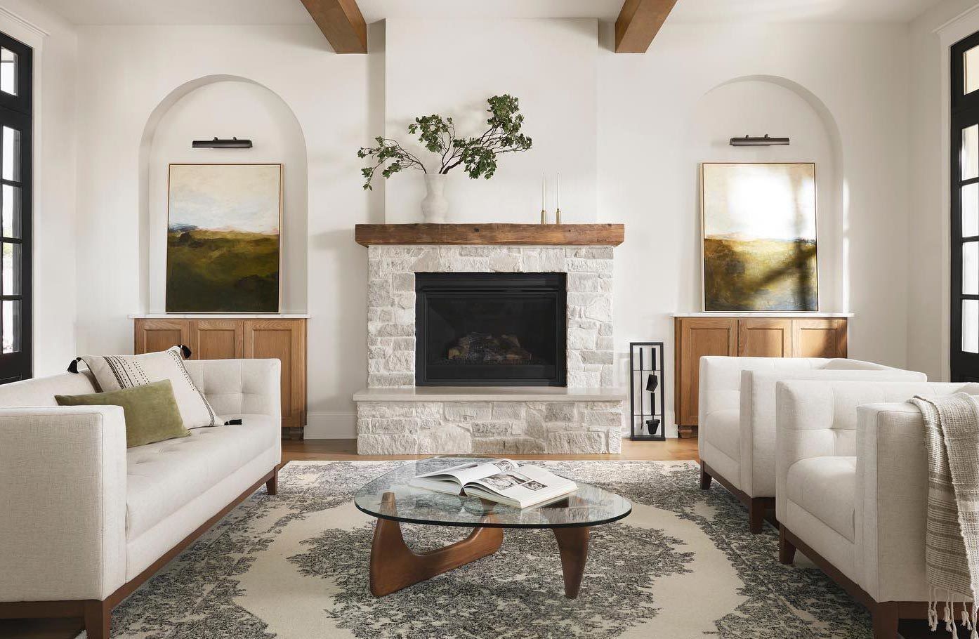 Provence style Fireplace Rustic Farmhouse Fireplace 3D model_5