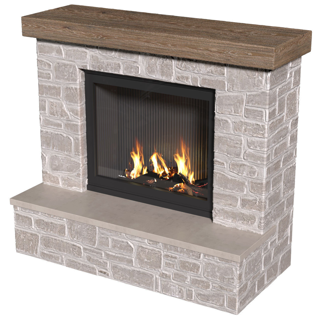 Provence style Fireplace Rustic Farmhouse Fireplace 3D model_2