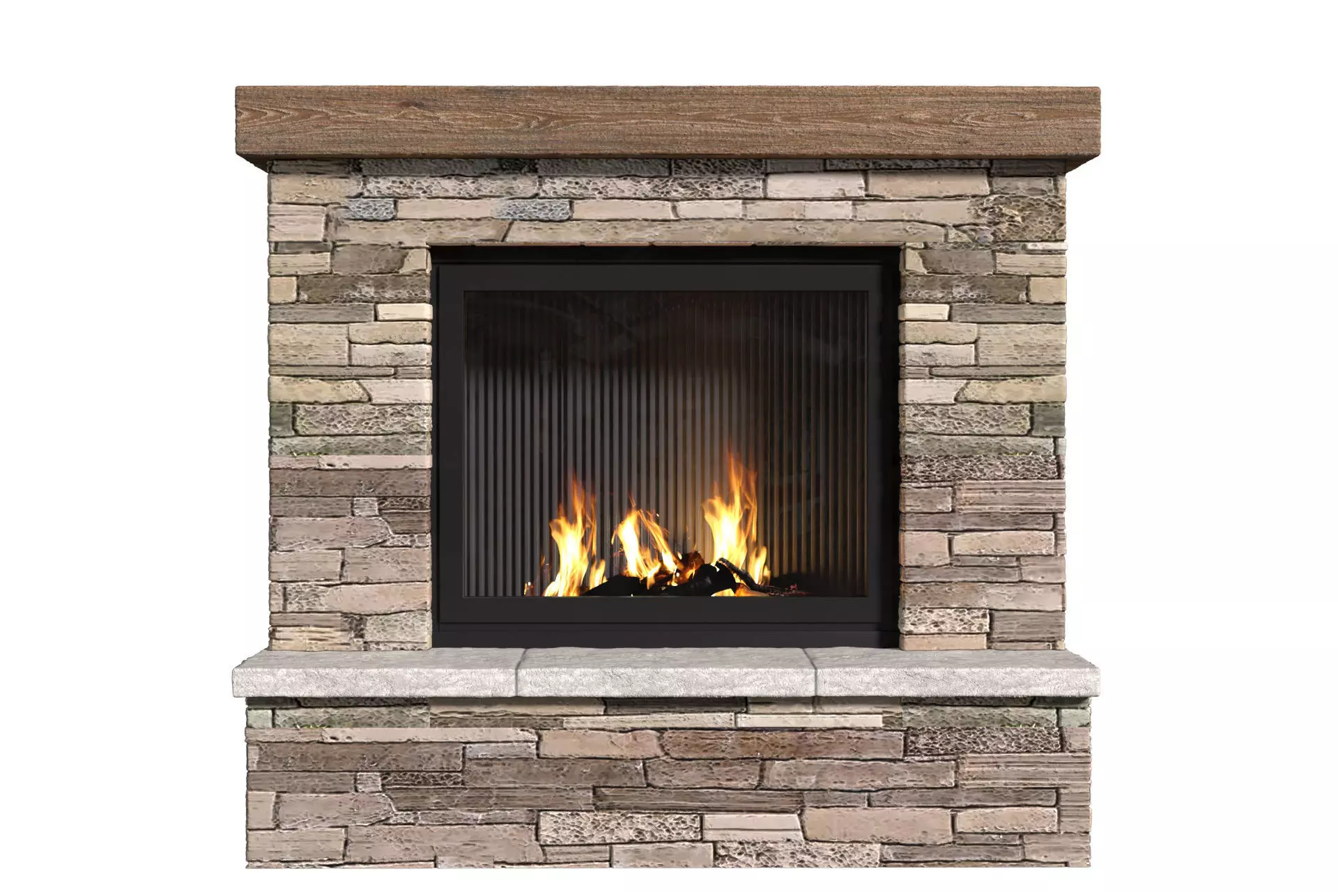 Rustic Farmhouse Fireplace Country style  3D model_0