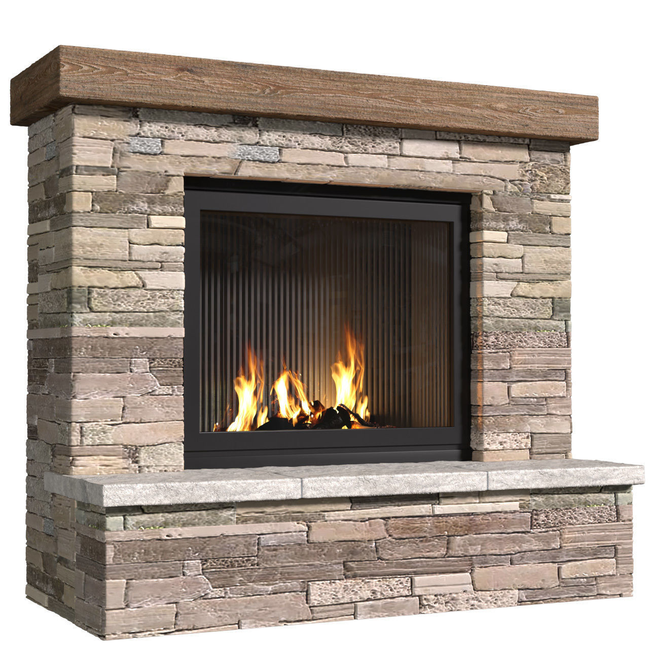 Rustic Farmhouse Fireplace Country style  3D model_1