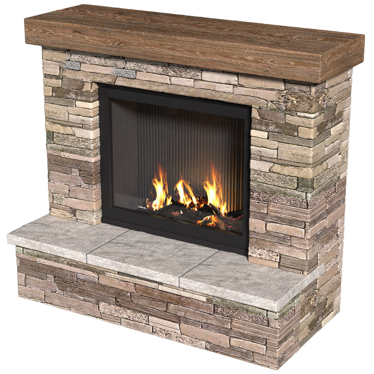 Rustic Farmhouse Fireplace Country style  3D model_2