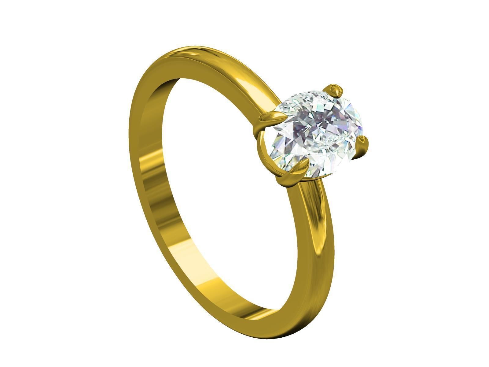 Oval solitaire ring 3D print model_8