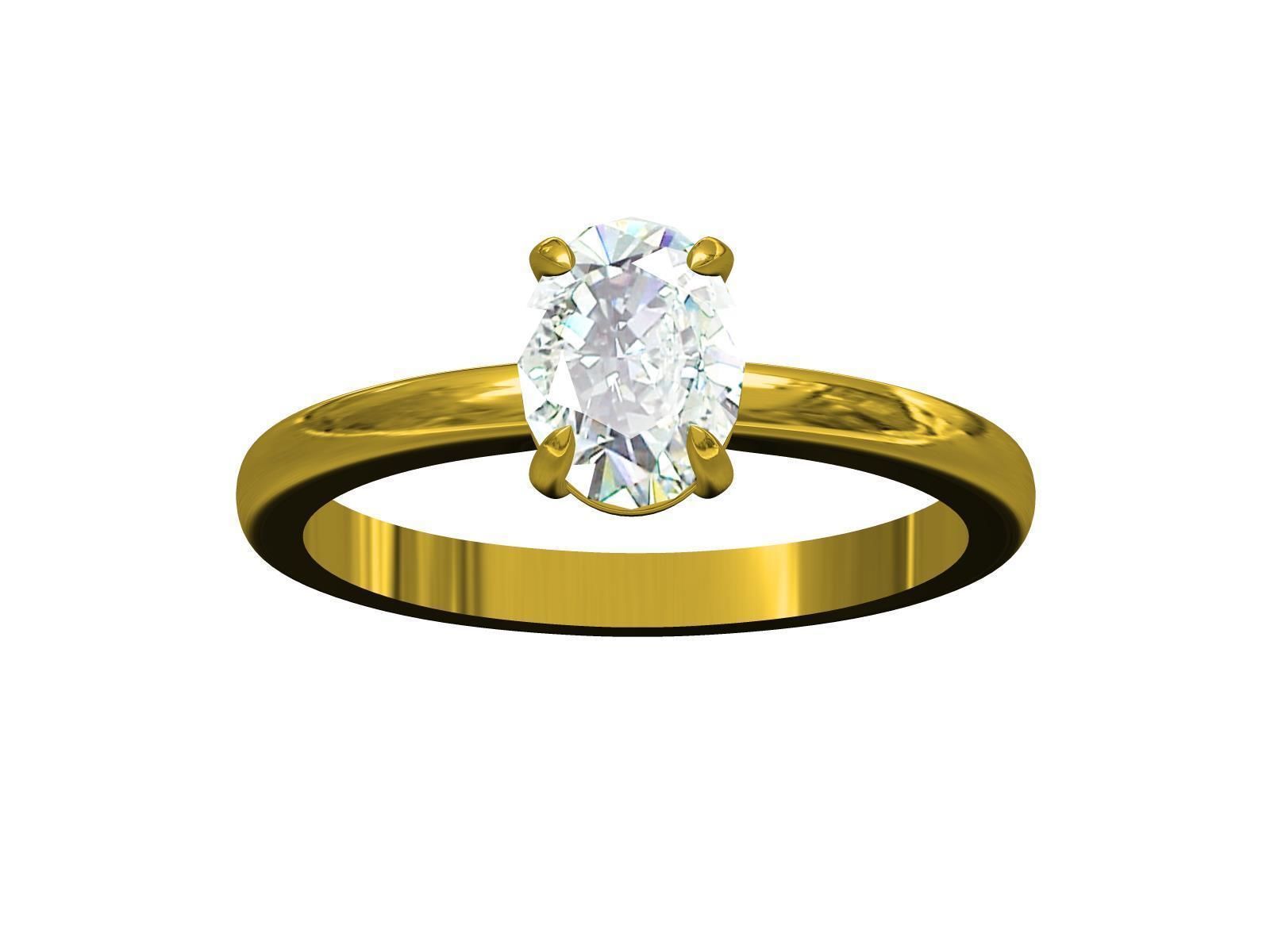 Oval solitaire ring 3D print model_5