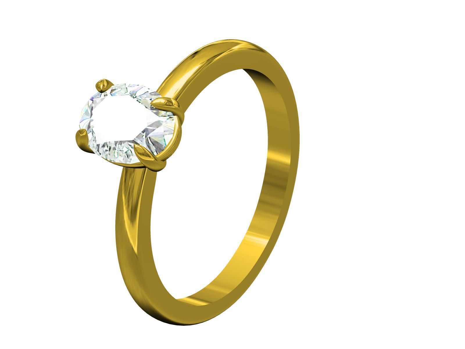 Oval solitaire ring 3D print model_9