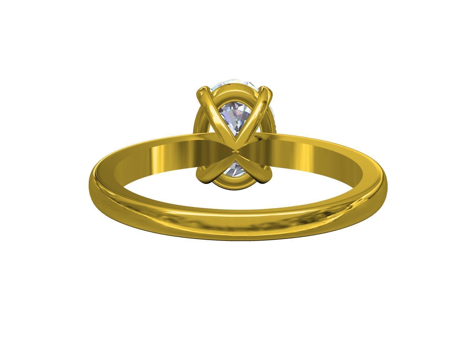 Oval solitaire ring 3D print model_7