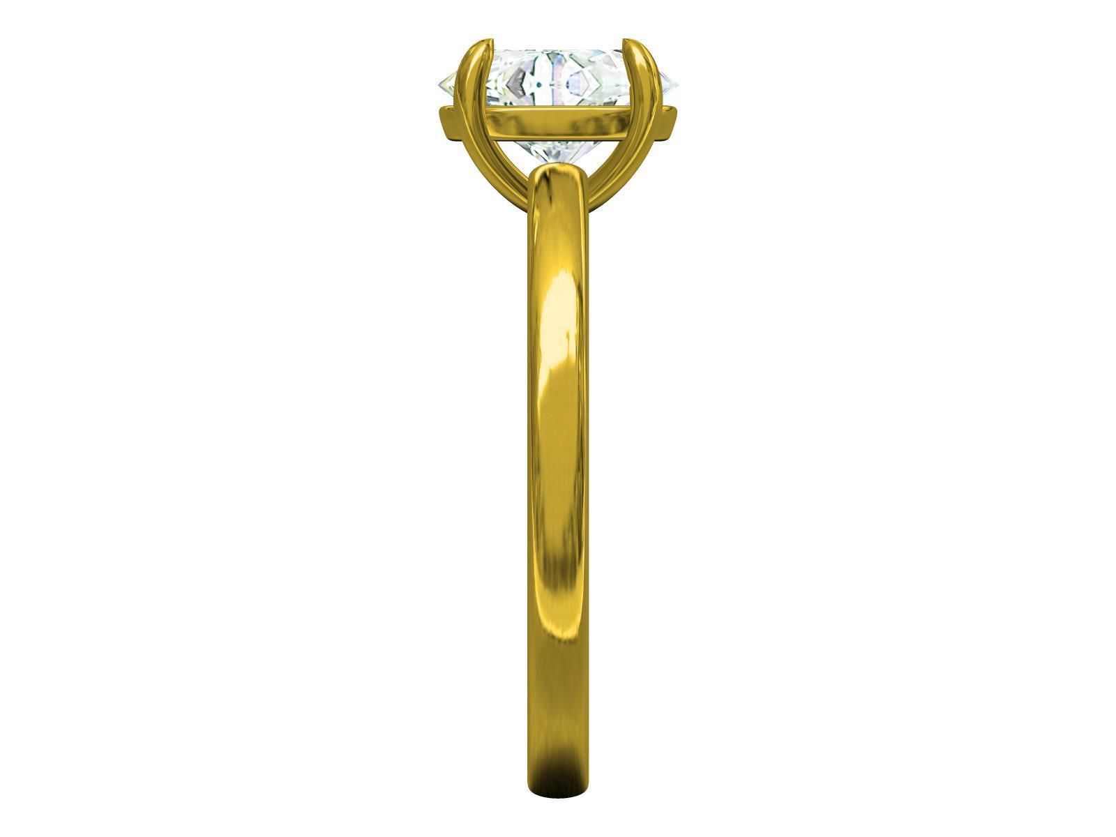 Oval solitaire ring 3D print model_6