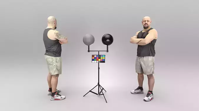 Strong man with crossed arms 389 Low-poly 3D model