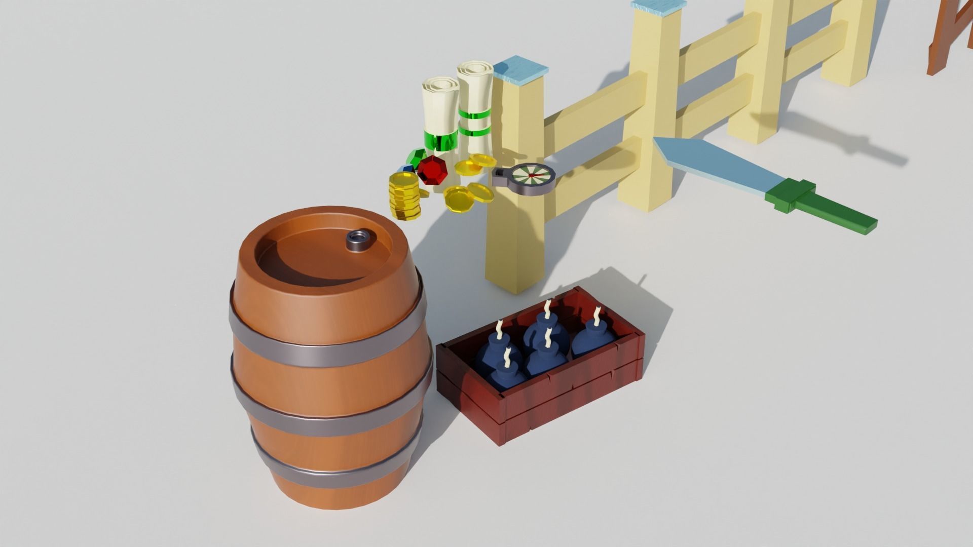 Low poly props for the game Low-poly 3D model_1