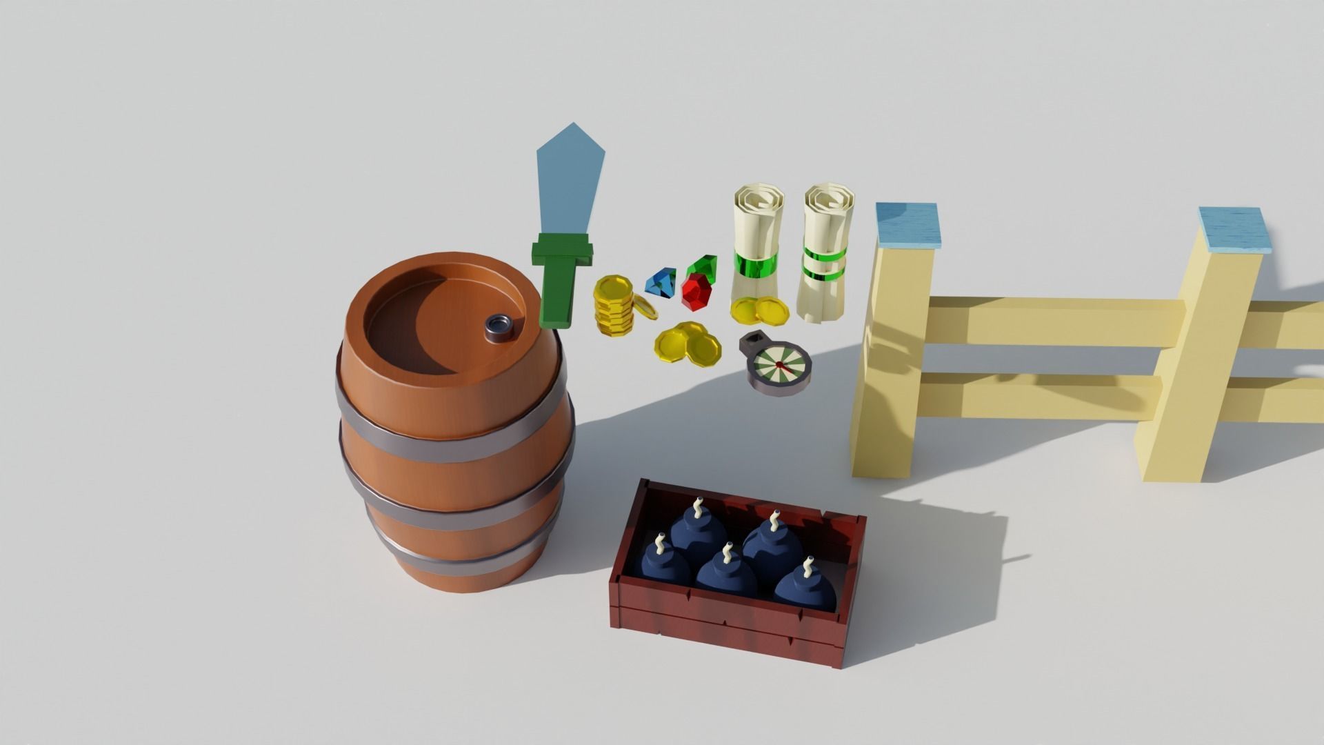 Low poly props for the game Low-poly 3D model_2