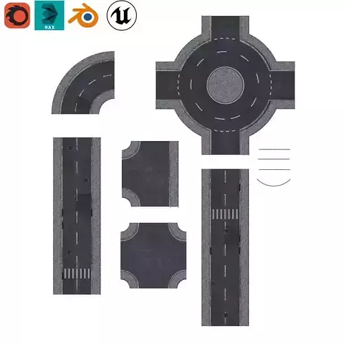 city road asset exta low poly