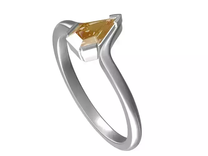 Shield cut champagne diamond Ring 3D print model