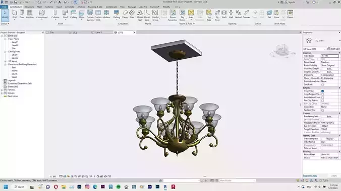 Chandelier or Classical Hanging Lamp Revit Family Interior