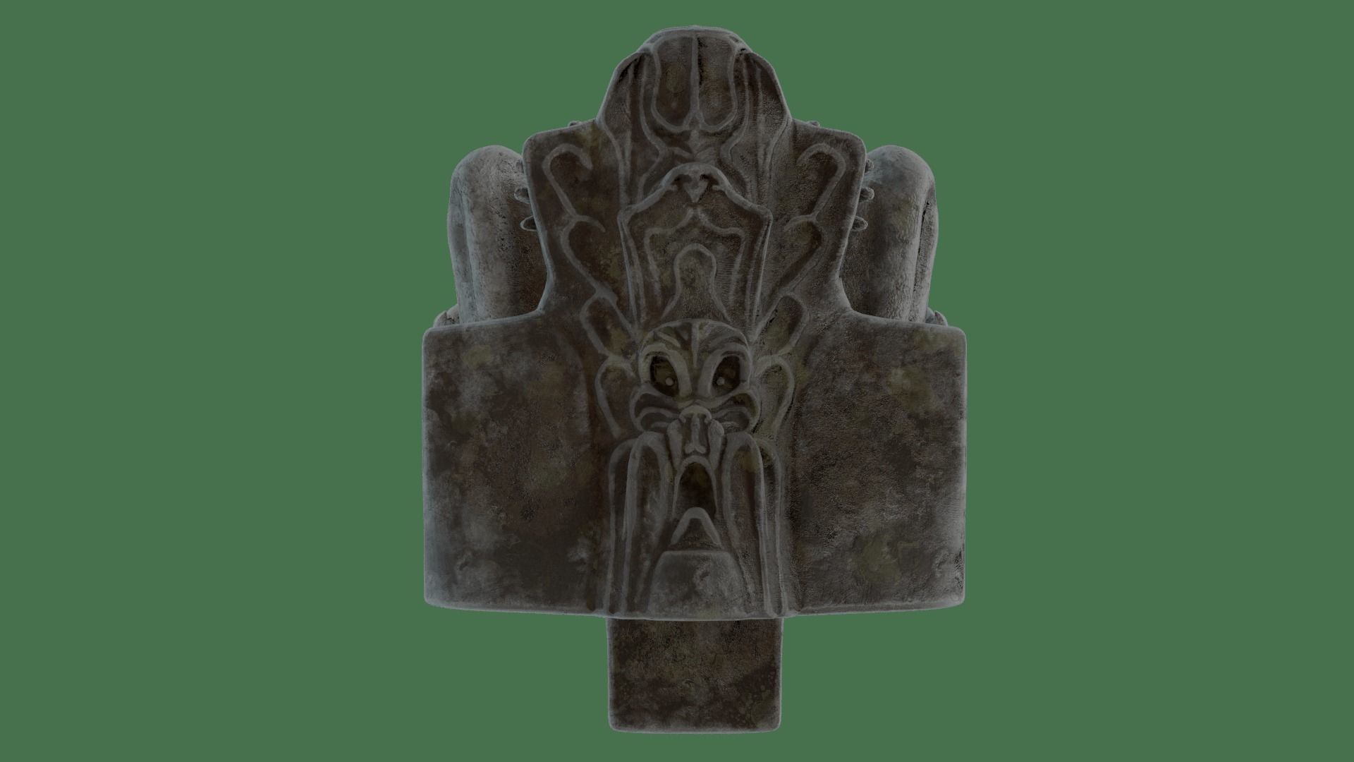 Gothic Gargoyle with Block Low-poly 3D model_13