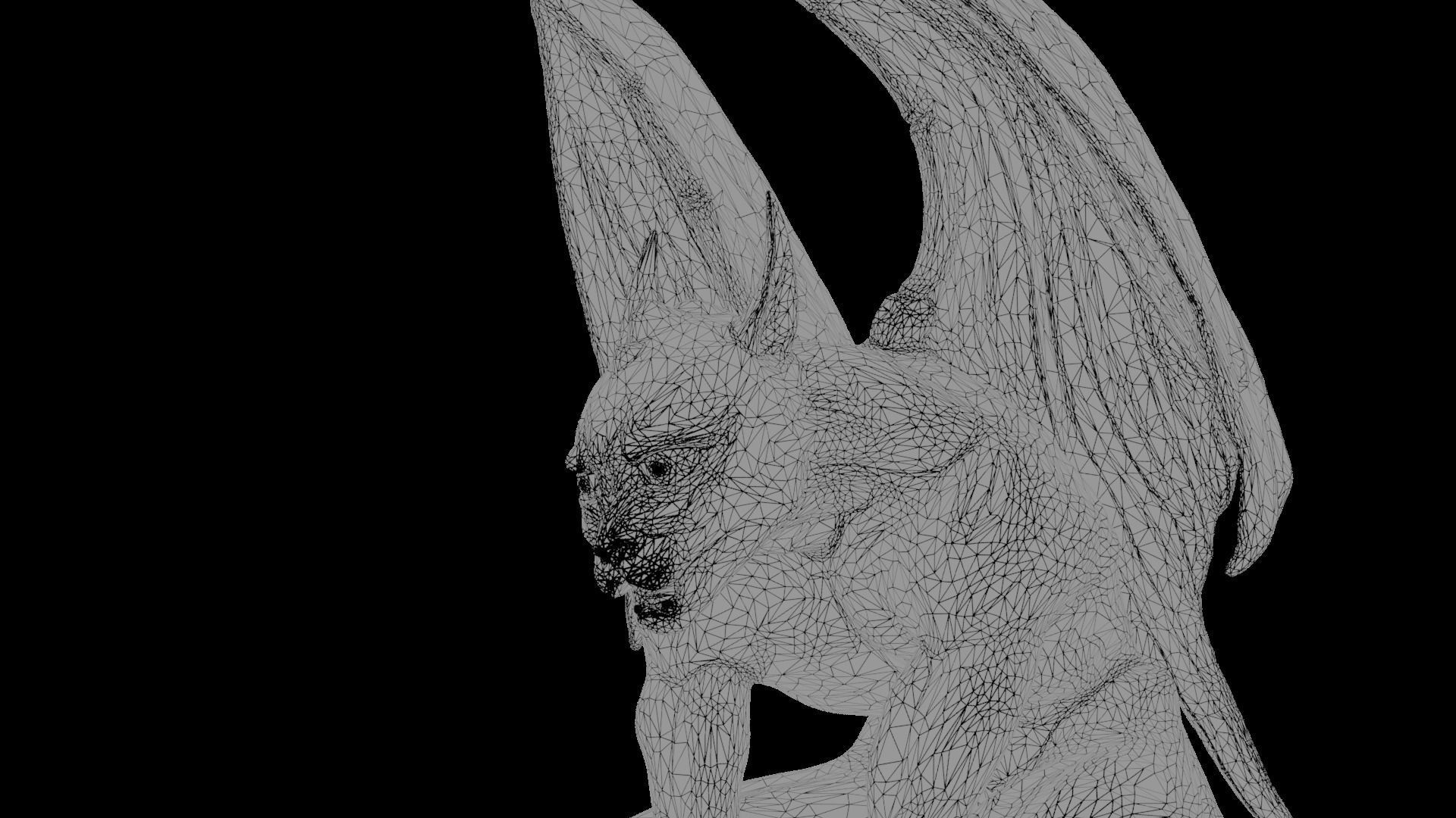 Gothic Gargoyle with Block Low-poly 3D model_17
