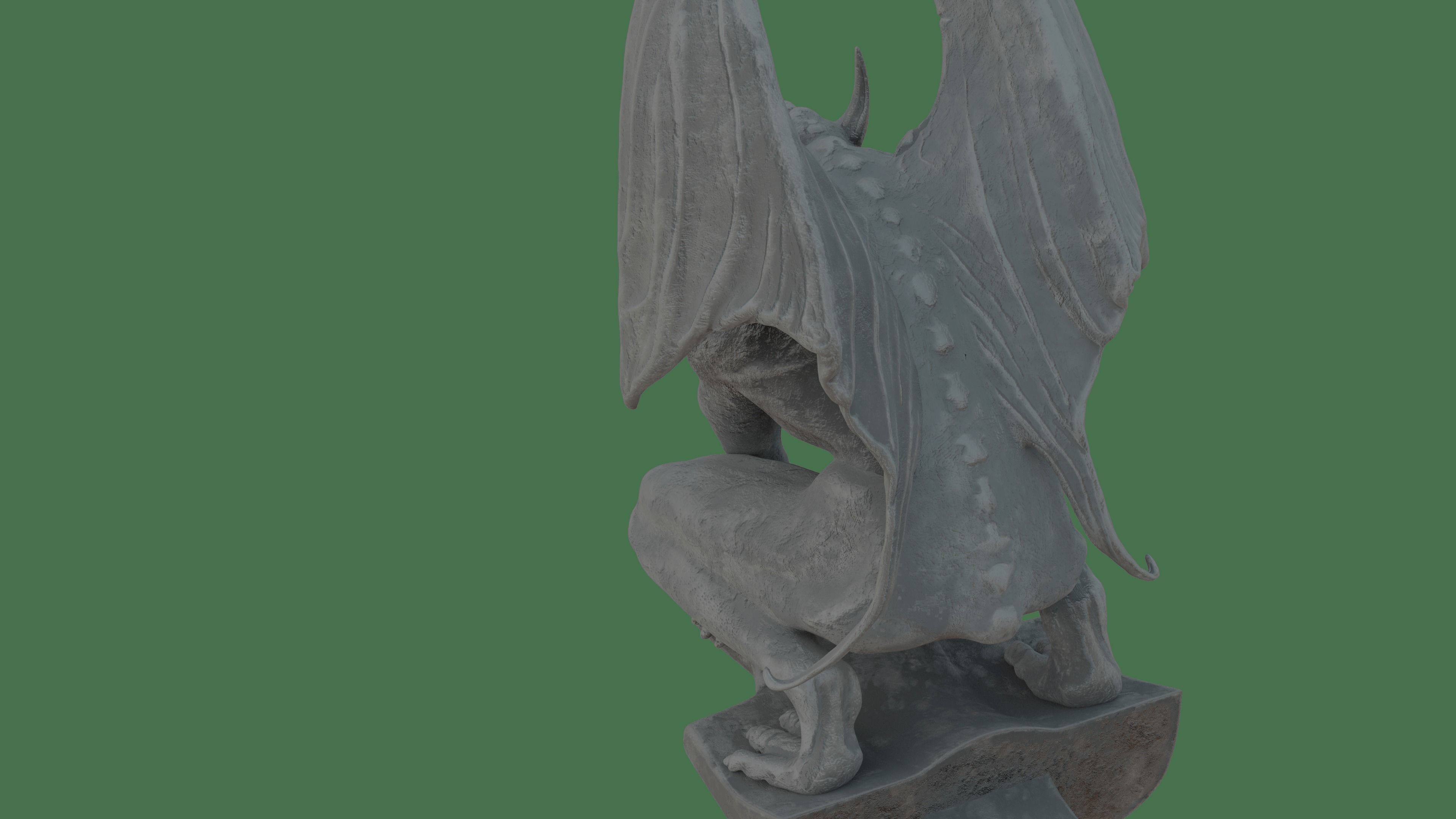 Gothic Gargoyle with Block Low-poly 3D model_4