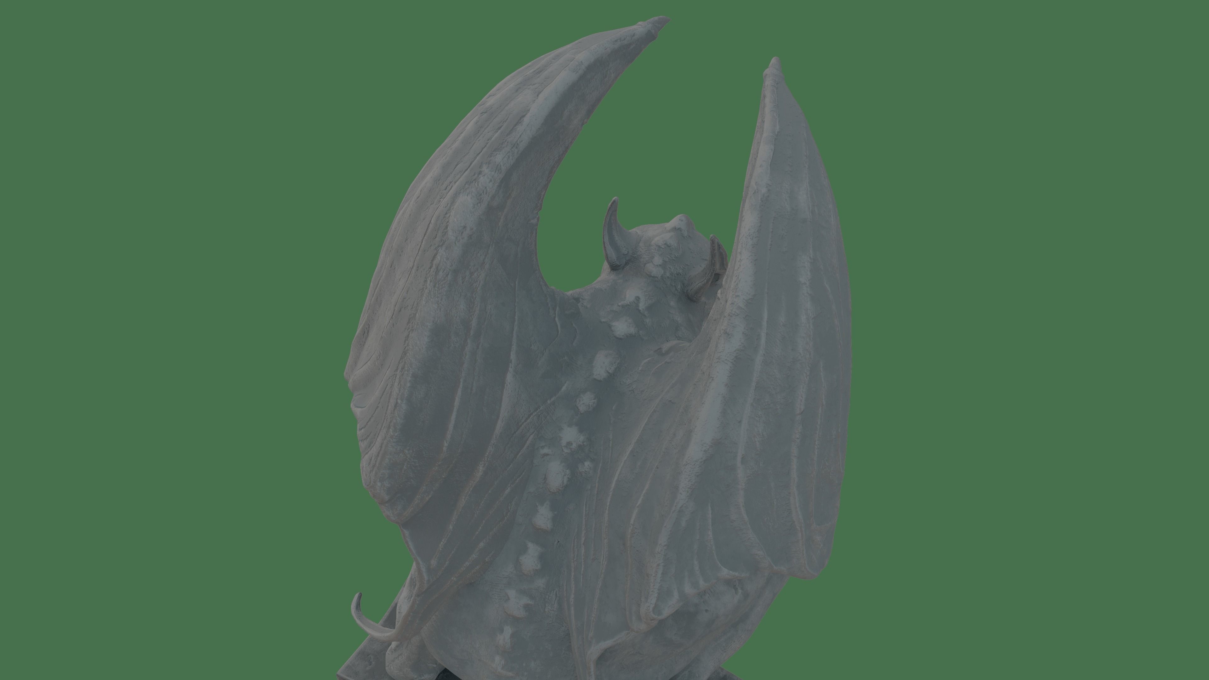 Gothic Gargoyle with Block Low-poly 3D model_5