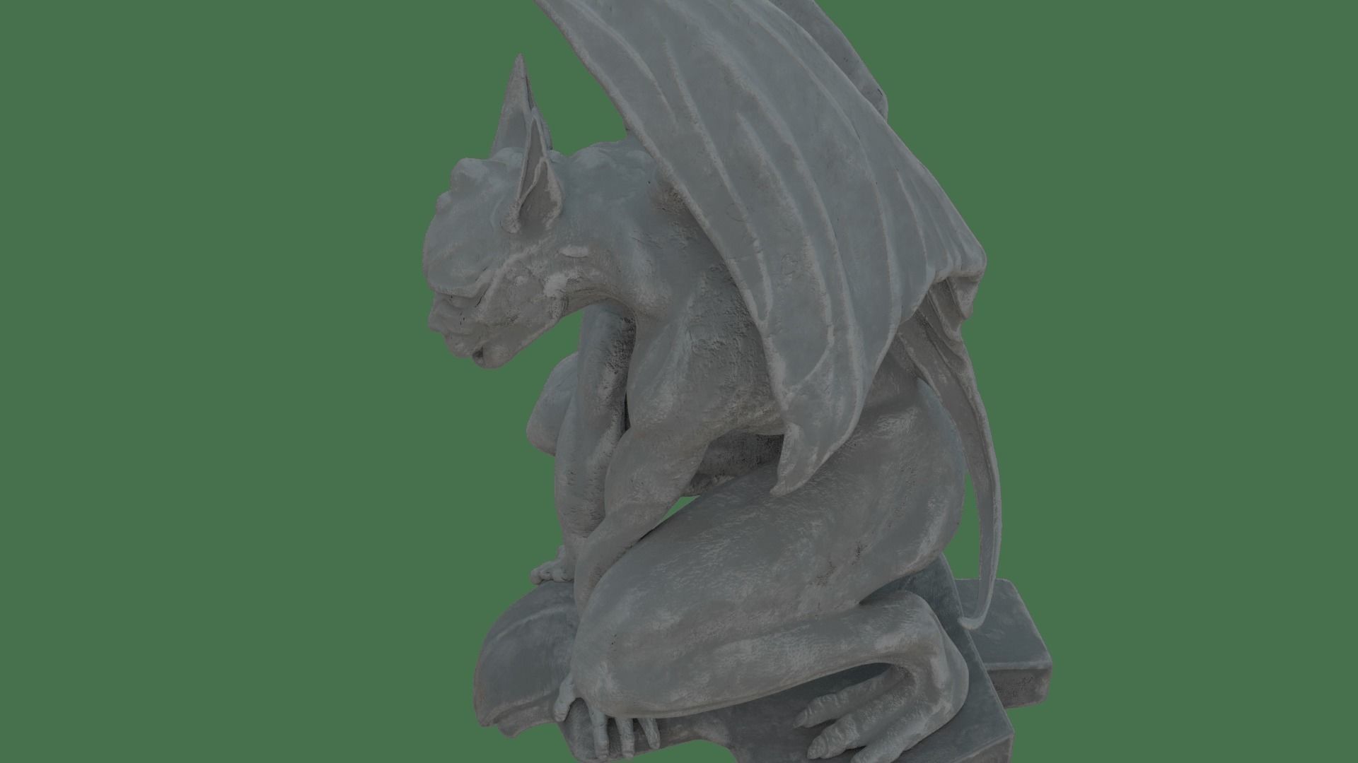 Gothic Gargoyle with Block Low-poly 3D model_11