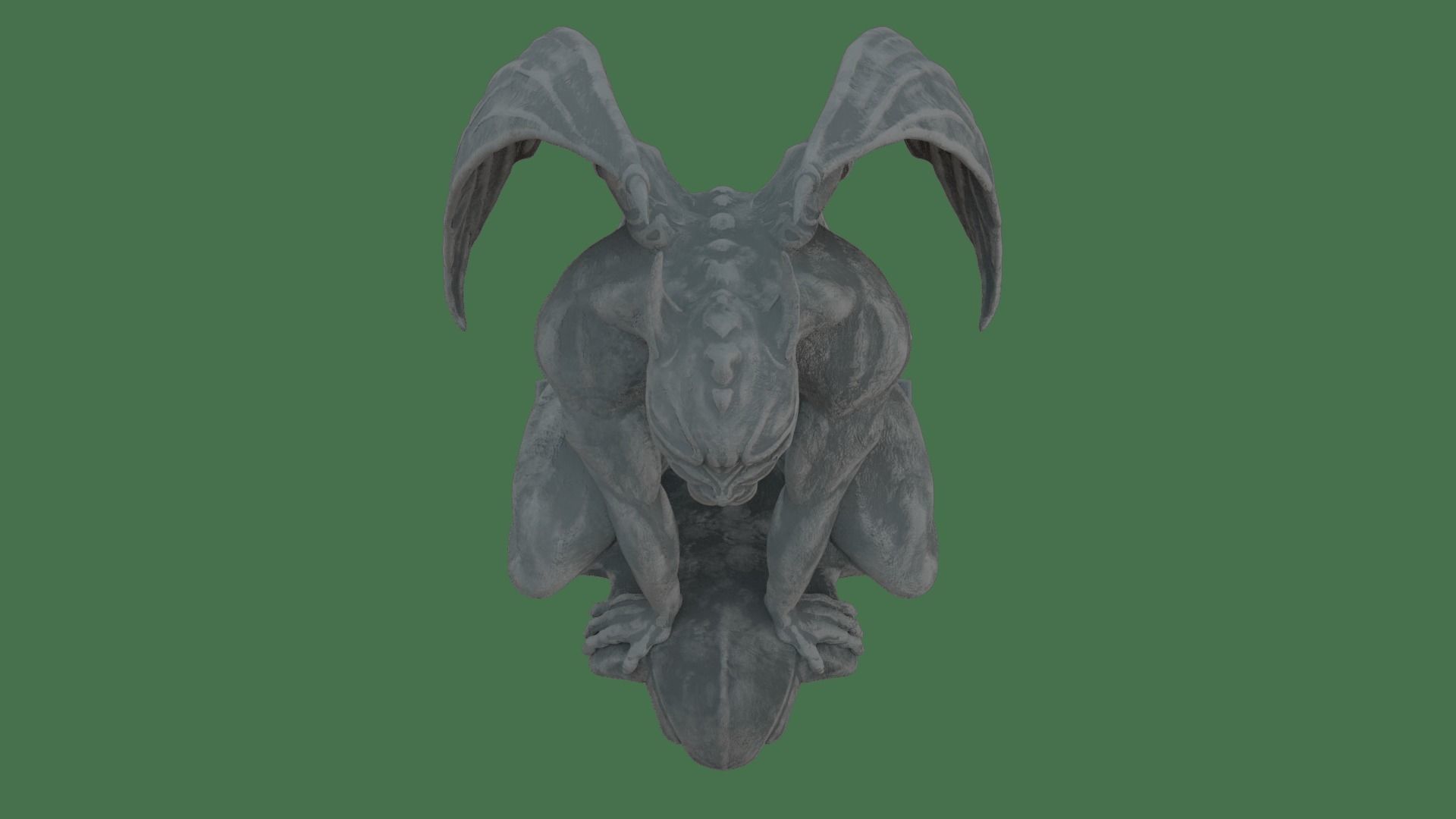 Gothic Gargoyle with Block Low-poly 3D model_7